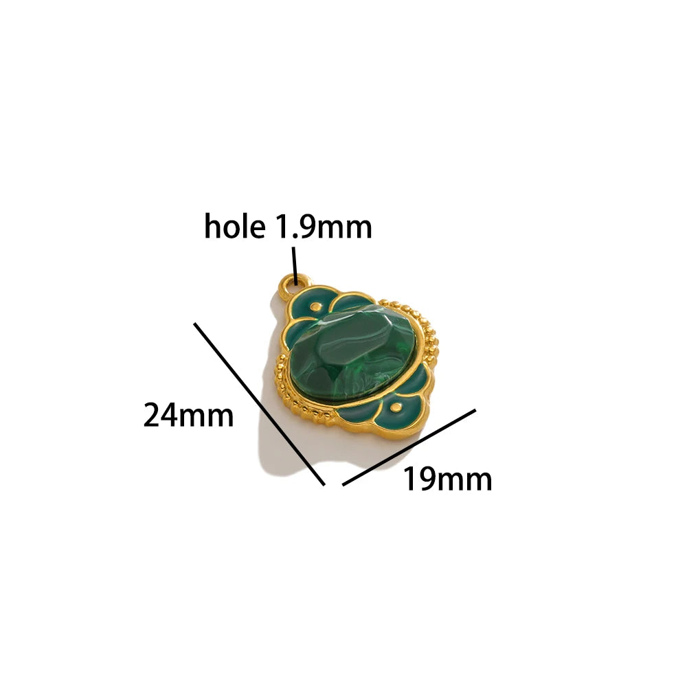 Fashion Stainless Steel 18k Gold Plated Enamel Lantern Charms Pendant for Women Jewelry Necklace Earrings Making