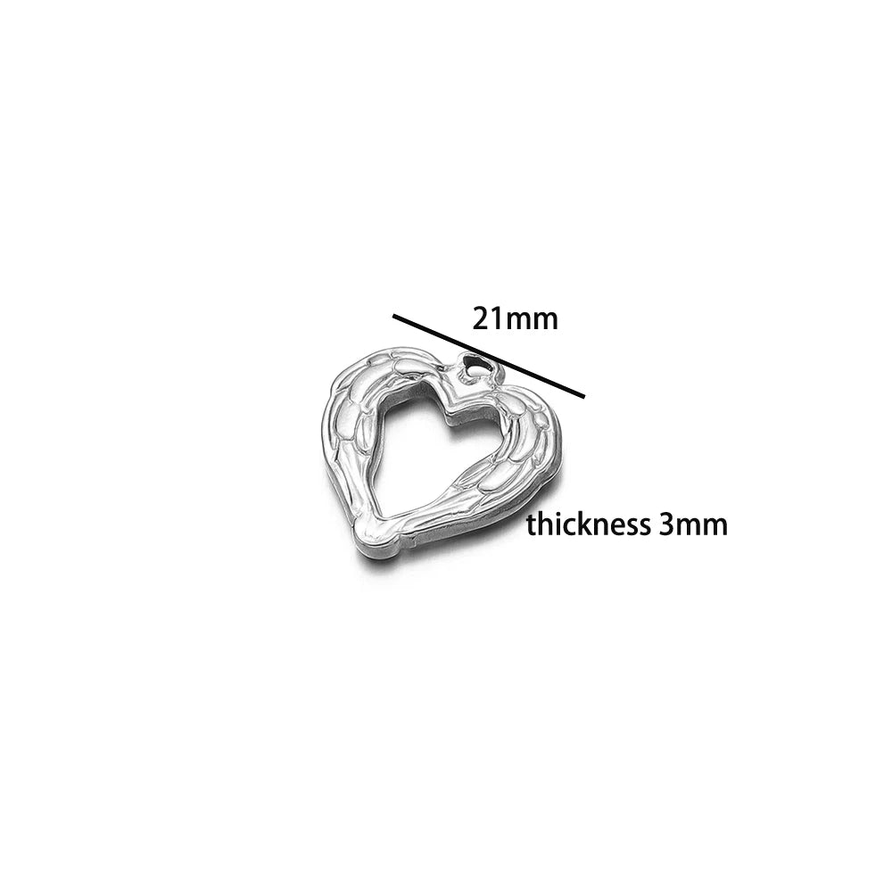18k Gold Plated Stainless Steel Heart Round Square Hollow Charm Pendant for DIY  Women Jewelry Necklace Making Accessories