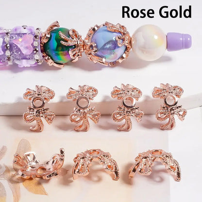 Bowknot Alloy Bead Caps Multi-Color Bead Cages (Fits16mm Round Beads) for DIY Pen Jewelry Making