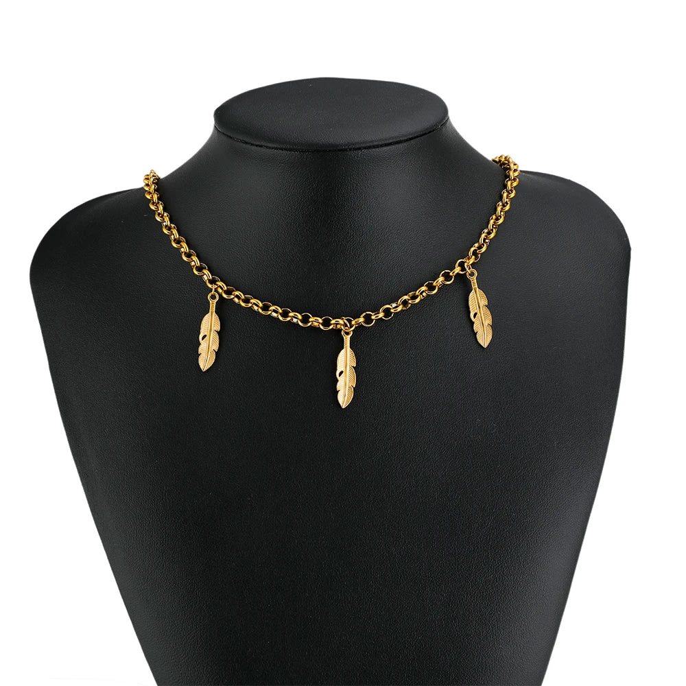 18K Real Gold Plated Stainless Steel Non Tarnish Charm Handmade Small Feather Pendant Charms for Necklace Making