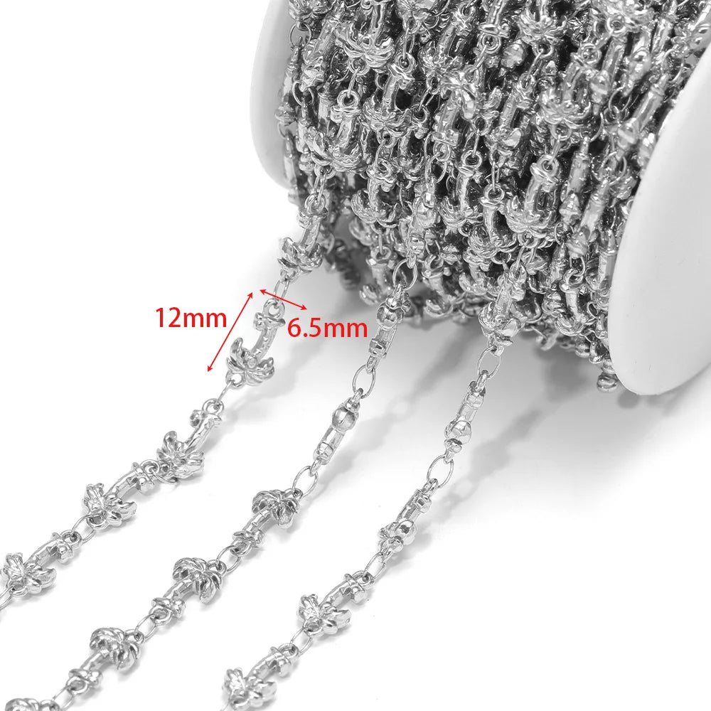 D866 New Gold Plated Stainless Steel Chain Flower Clover Leaf Shape Waterproof Chain for Necklace Bracelet Diy