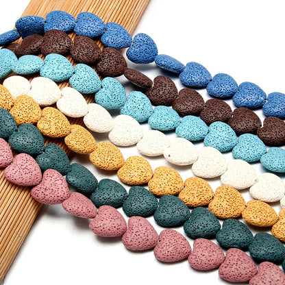 Wholesale Heart Shaped Multi Colors Pink Red Volcanic Rock Lava Stone Beads for Jewelry Making 20mm