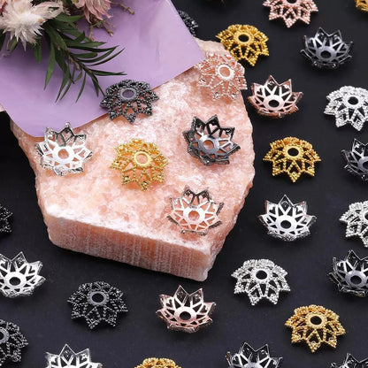 High Quality Alloy Octagonal Lotus Flower Bead Cap Spacer for DIY Jewelry Making Fit 16MM Round Beads