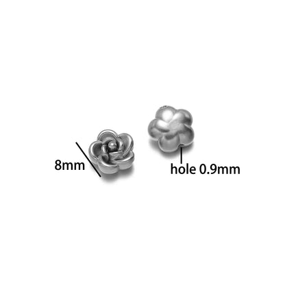 Retro Design 18k Gold Plated Stainless Steel Rose Bead Pendant Flower Charm Pendant for Bracelet Necklace Jewelry Making
