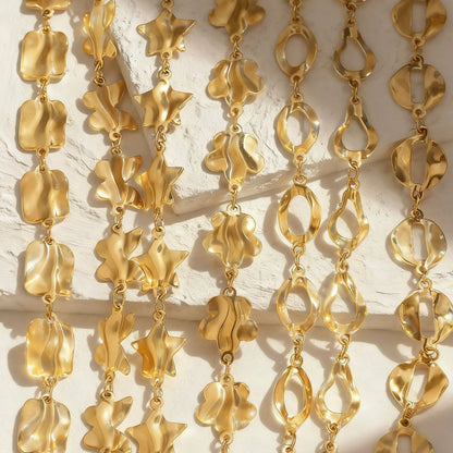 B419 New Irregular Stainless Steel Gold Chain Disc Butterfly Star Hollow Roller Chains Jewelry for Necklace Bracelet
