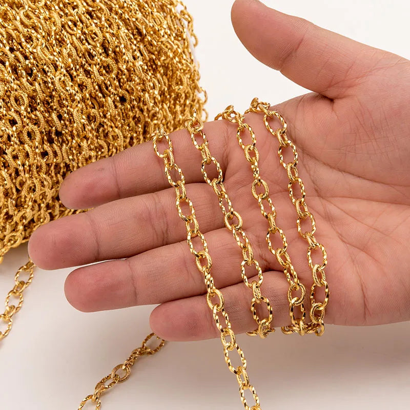 B3817 18k Gold Chain Stainless Steel Waterproof Chain Necklace Accessory Bulk Chain for Diy