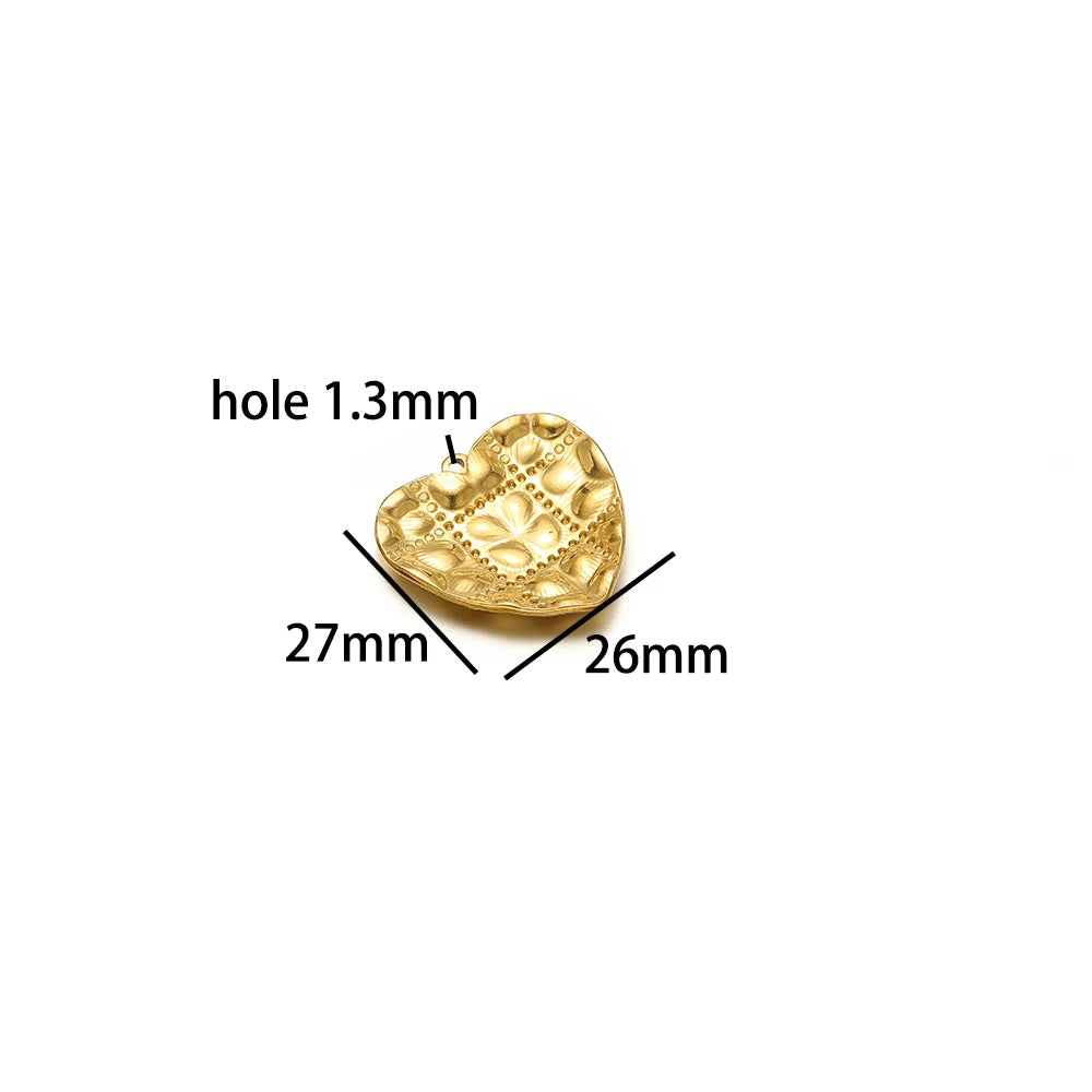 Vintage Stainless Steel18k Gold Plated Heart Flower Leaves Charms Pendant for DIY Jewelry Necklace Earring Making