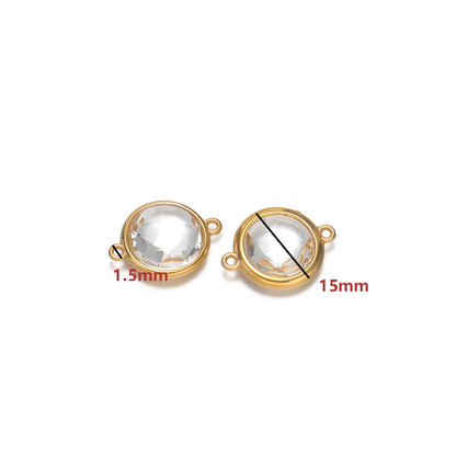 18K Gold Plated Stainless Steel Enamel Round Pendant Findings for Necklace Earrings Garment Making