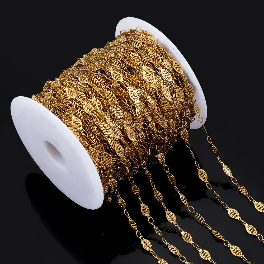 B4928 Vaccum 18k Gold Chain Stainless Steel Silver Chain Necklace Accessory Bulk Thunk Chain for Diy