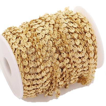 A2802 Hot Stainless Steel Chain Gold Silver Plated Flat Round Bead Chain for Necklace Bracelet Bulk Jewelry Making