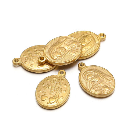 Virgin Mary Religious Pendant 304 Stainless Steel 18k Gold Plated  Charm Pendants for Necklace Making
