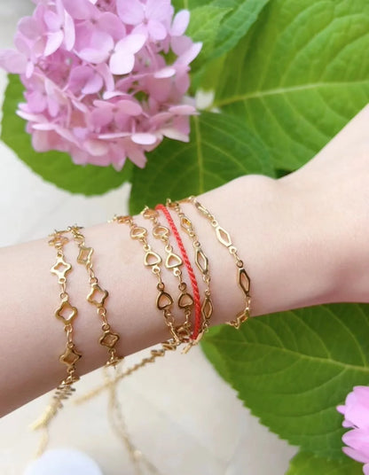 B1681 Fashion 14k Gold Flower Heart Chain Necklace Bracelet Jewelry Bulk Chain