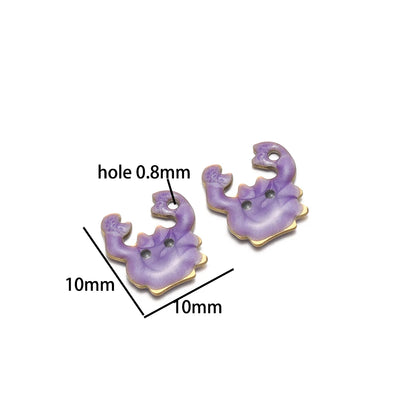DIY Small Pendant 18k Gold Plated Stainless Steel Enamel Crab Charm Pendant for Jewelry Necklace Making Accessories