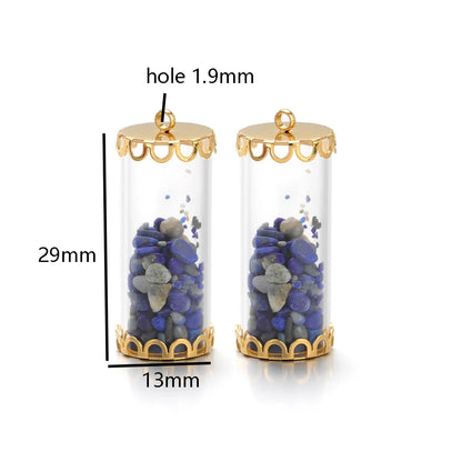 New Fashion Stainless Steel 18k Gold Plated Chips Glass Wishing Bottle Charms Pendant for Handmade Jewelry Necklace Making
