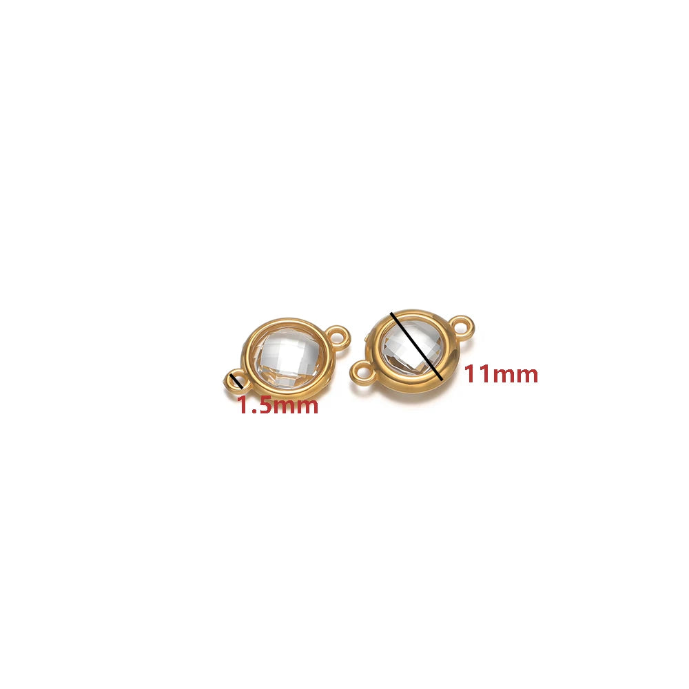 18K Gold Plated Stainless Steel Enamel Round Pendant Findings for Necklace Earrings Garment Making