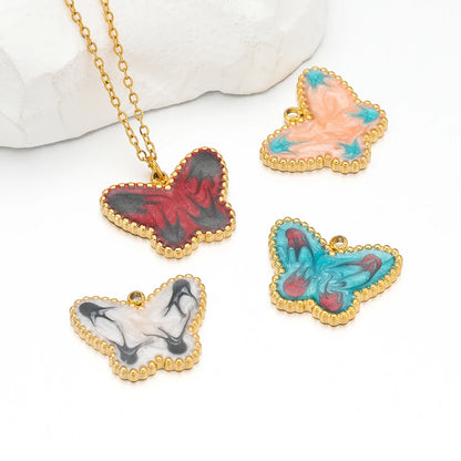 Best Selling Pendant Stainless Steel 18k Gold Plated Multi Pattern Enamel Butterfly Charm Pendants ForJewelry Necklace Making
