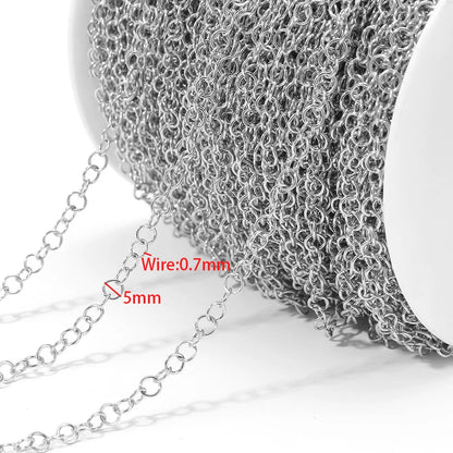 E612  Fashion Stainless Steel Roller Chain Cross Chain Extended O Chain for Jewelry Making