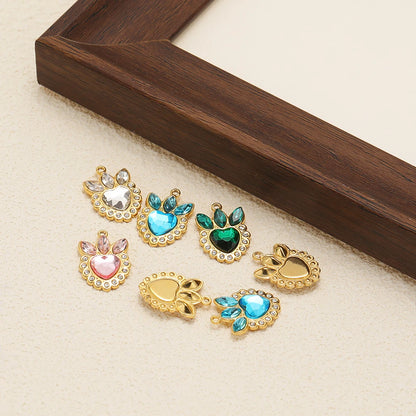 Wholesale Stainless Steel Gold Plated Crown Heart Zircon Charms Pendant for Diy Jewelry Necklace Making Accessories