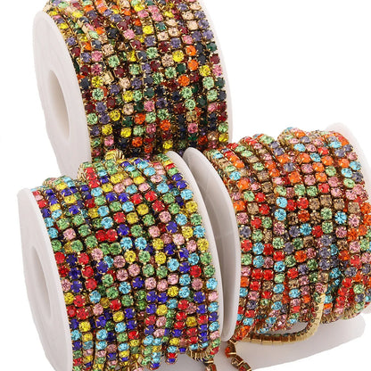E585 Wholesales New Trend Stainless Steel Drill Diamond Chain Colorful Crystal Jewelry Making for Men and Women