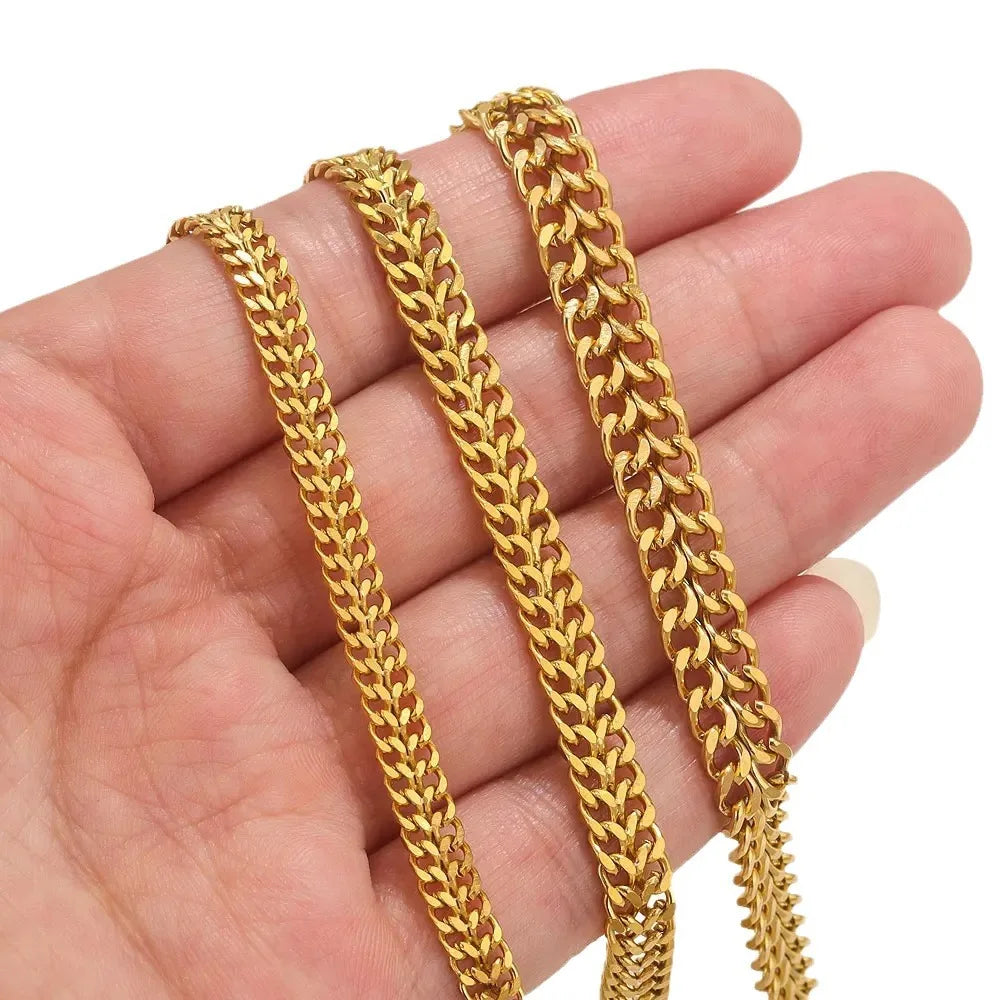 D105 Ins Hot Fashion 18k Gold Plated Stainless Steel Chain Double Necklace Bracelet Making Roll Chain