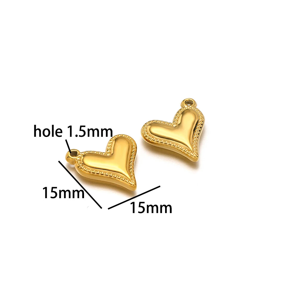 Fashion love Pendant 18k Gold Plated Stainless Steel Heart Shape Charm Pendant for DIY Jewelry Making Accessories