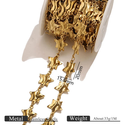 B419 New Irregular Stainless Steel Gold Chain Disc Butterfly Star Hollow Roller Chains Jewelry for Necklace Bracelet