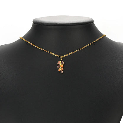 New Products 18k Gold Plated Stainless Steel Drip Oil Leaf Branch Charms Pendant for Women Jewelry Necklace Earrings Making