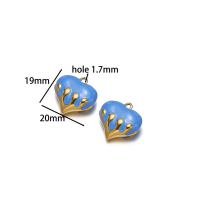 New Arrival Stainless Steel 18k Gold Plated Multicolor Oil Drop Heart Charm Pendant for Jewelry Necklace Making