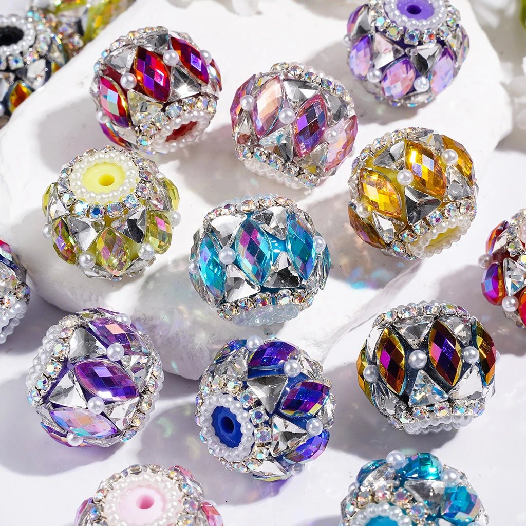 Vibrant Multi Color Marquise Acrylic Beads with Triangle AB Rhinestone Chain for DIY Beadable Pen Keychain Handcrafts Wholesale