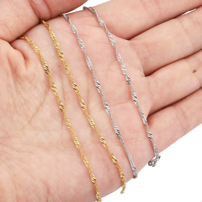 B344 18k 24k Gold Plated Stainless Steel Chain Wave Unique Chain for Necklace Bracelet Jewelry Diy Making