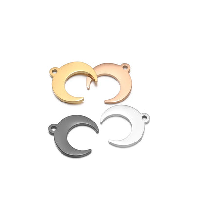 New Design 18k Gold Plated Stainless Steel Moon Charm Pendant for Necklace Jewelry Making Jewellery Accessories