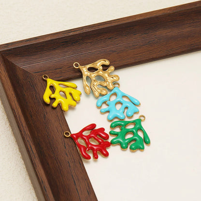 New Fashion Stainless Steel 18k Gold Plated Oil Drop Coral Charm Pendant for Jewelry Necklace Making Accessories