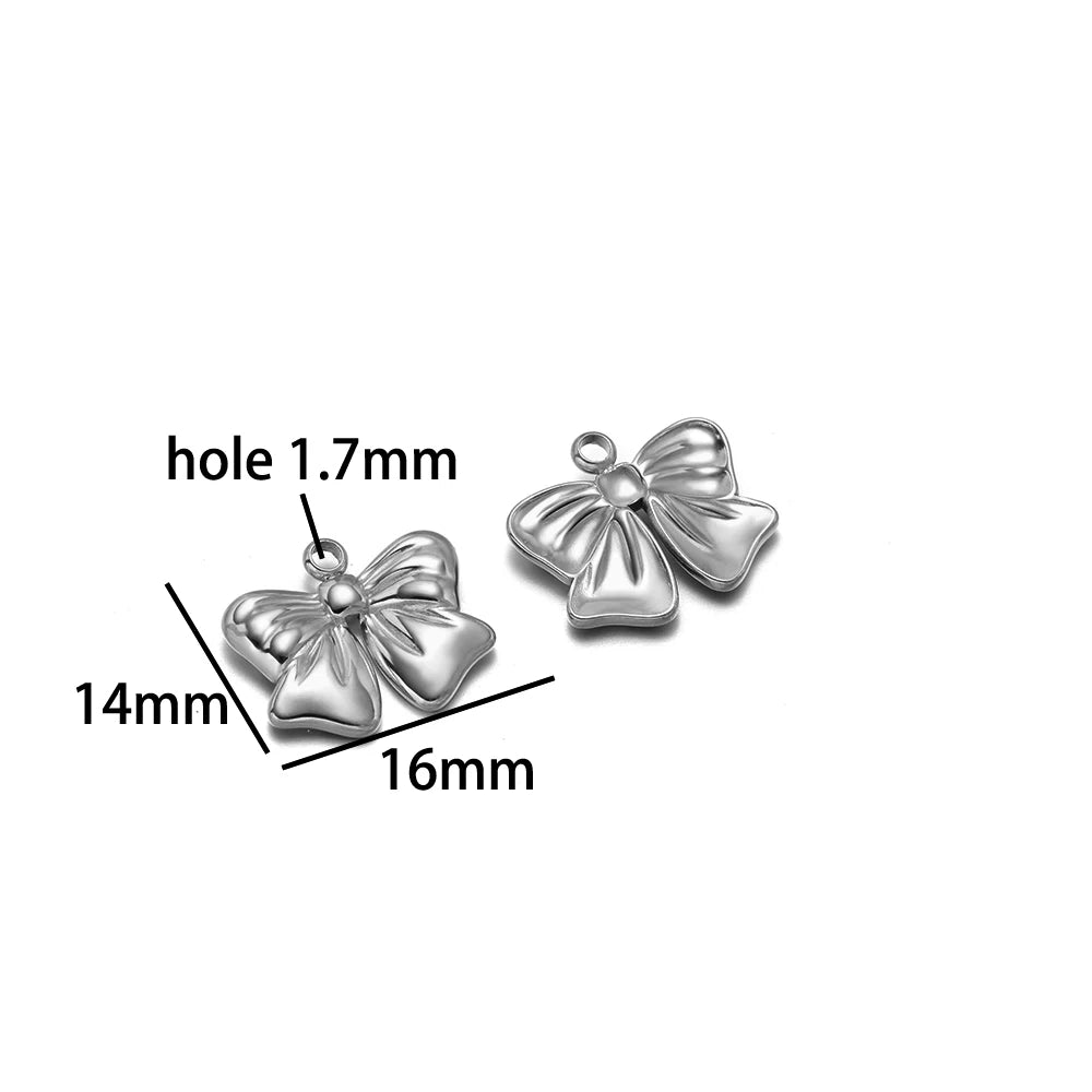 New Handmade DIY Jewelry Accessories 18k Gold Plated Stainless Steel Pearl Bowknot Charm Pendant for Women Jewelry Making