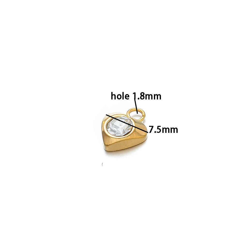 Waterproof 1 18k Gold Plated Stainless Steel Star Heart Zircon Charm Pendant for DIY Necklace Jewelry Making Accessories