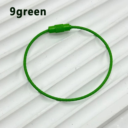 100pcs Solid Color Spray Painted Beadable Classic Gift Keychain Ring Rotatable Screw Wire Rope DIY Bag Jewelry Accessories