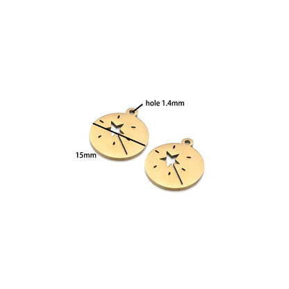 DIY Pendants Stainless Steel 18k Gold Plated Hollow Cactus Butterfly Star Sun Eyes Charm Pendants for Jewelry Necklace Making