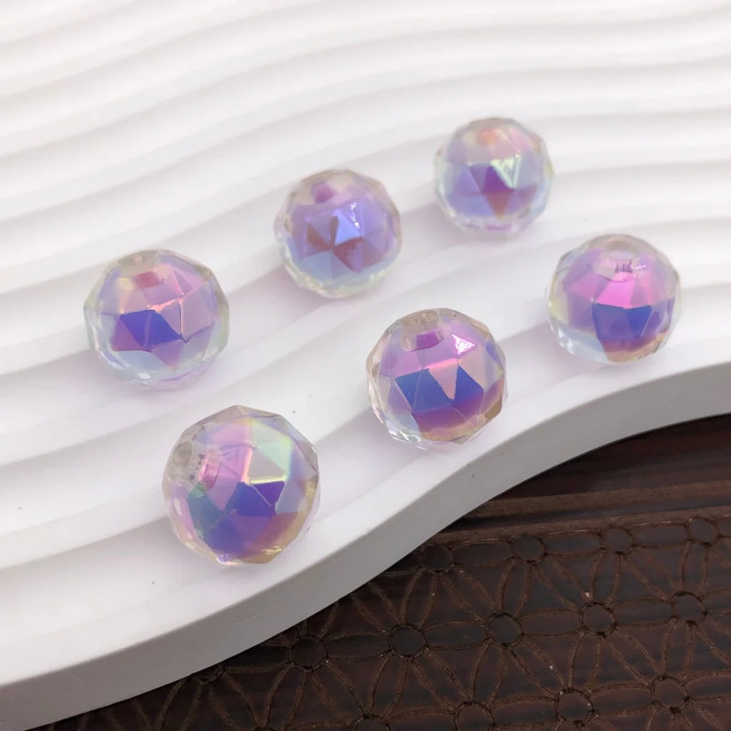 100pcs 16mm Rainbow Candy Globe Acrylic Bead Transparent Bead in Bead Round Loose Beads for DIY Jewelry Craft