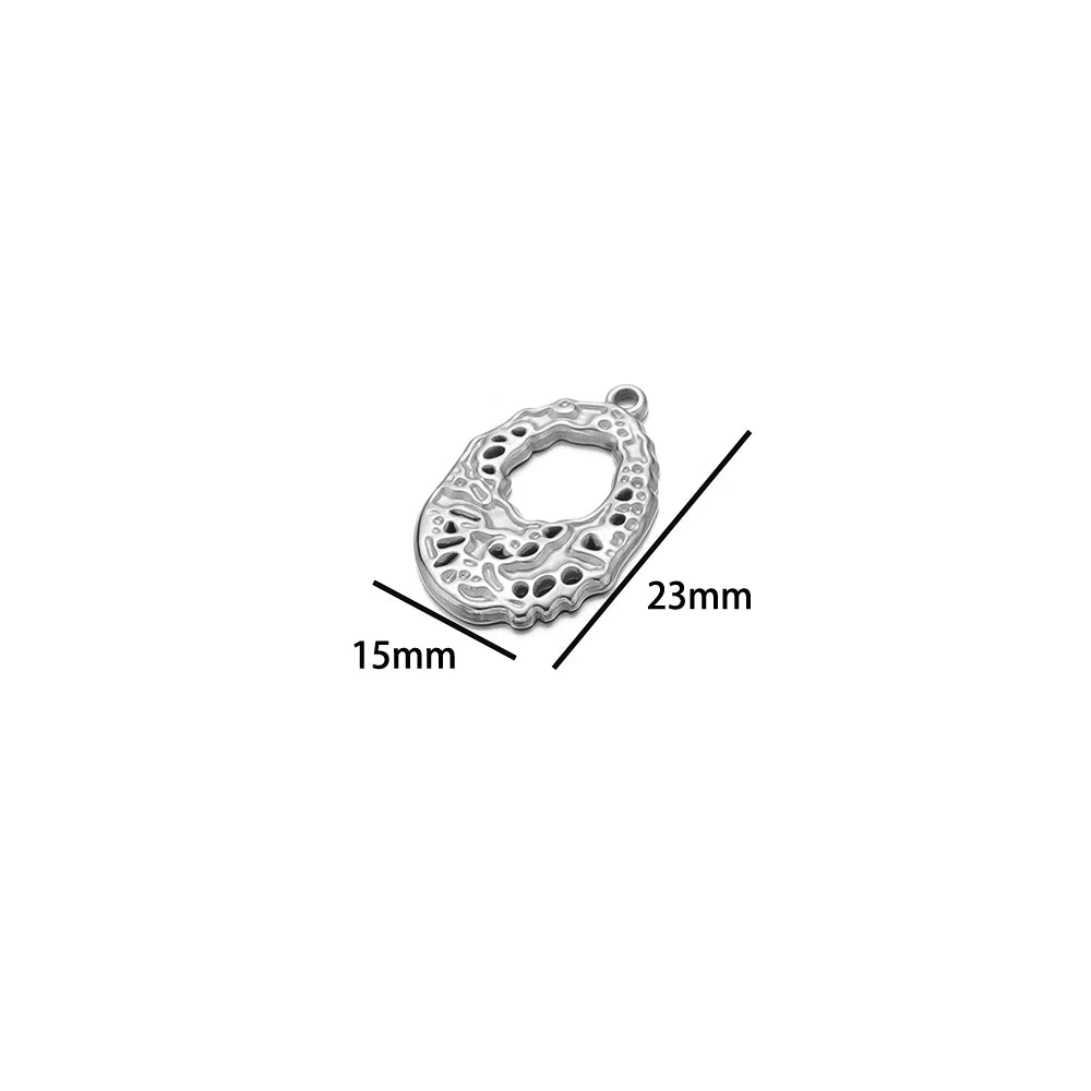 18k Gold Plated Stainless Steel Heart Round Square Hollow Charm Pendant for DIY  Women Jewelry Necklace Making Accessories