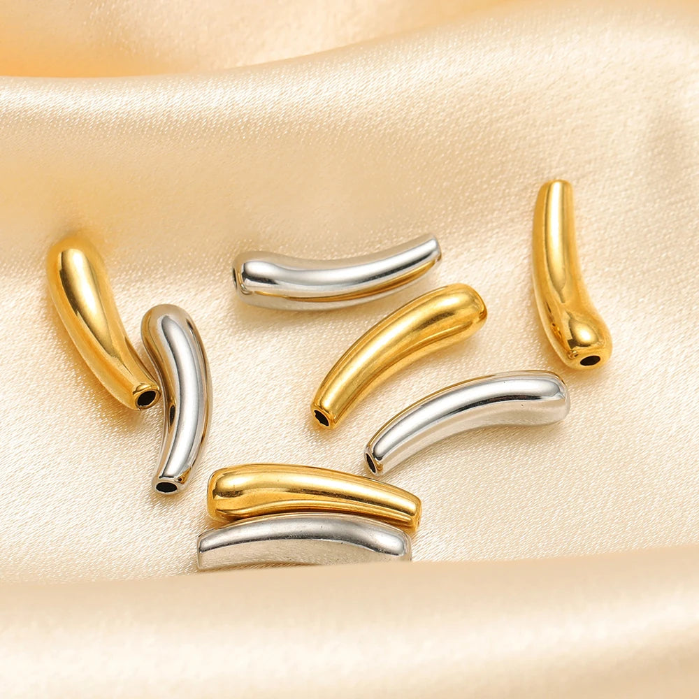 Polished 18k Gold Plated Stainless Steel Irregular Eggplant Charm Beads Pendant for DIY Jewelry Making Accessories