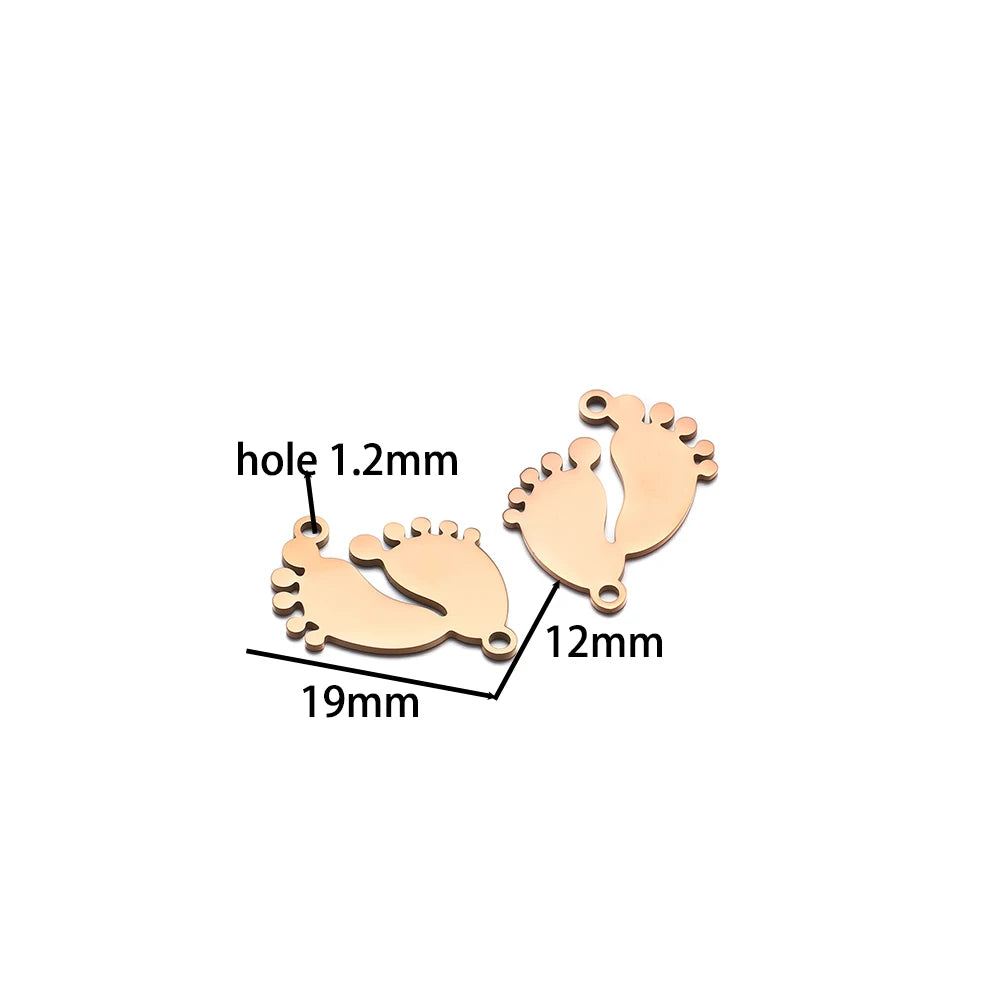 Hot Selling 18K Gold Plated Stainless Steel Footprint Pendant Fashion Charm for Handmade Daily Necklace Jewelry Making