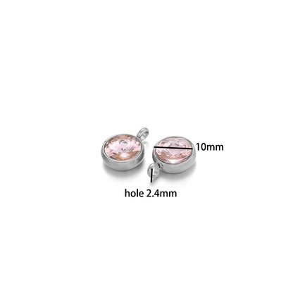1bag 18K Gold Plated 304 Stainless Steel 10mm Round Crystal Zircon Charm Pendant for Necklace Earrings Making Accessories