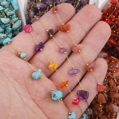 Stainless Steel Natural Stone Handmade Irregular Quartz Chains for Permanent Jewelry Accessories