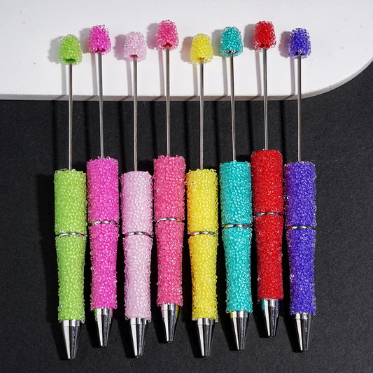 Bulk Beadable Ballpoint Pen Sugar Rhinestone Fully Covered Multi Color Solid Beaded Pen for DIY Pen Making Jewelry Craft