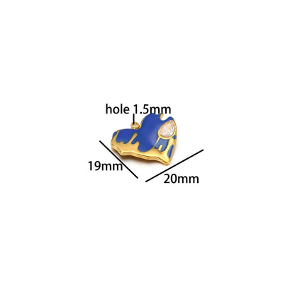 Nice Design Stainless Steel 18k Gold Plated Enamel Zircon Heart Charms Pendant for Jewelry Necklace Making Accessories