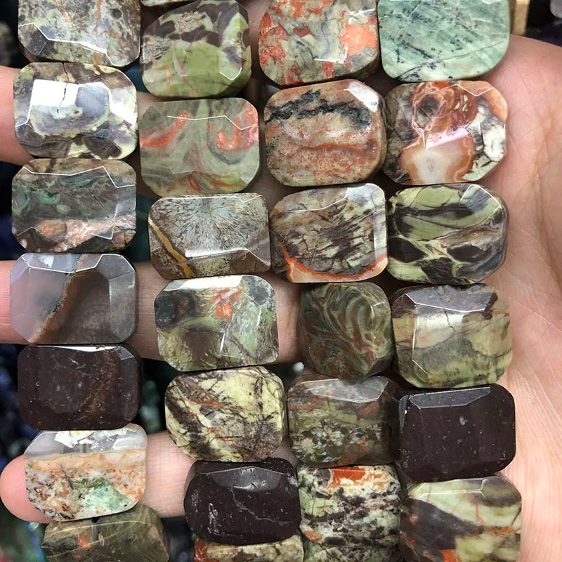 Natural Gemstone Faceted Irregular Faceted Freeform Flat Rectangle Polygon Beads Strand for Jewelry Making Bracelets Necklaces
