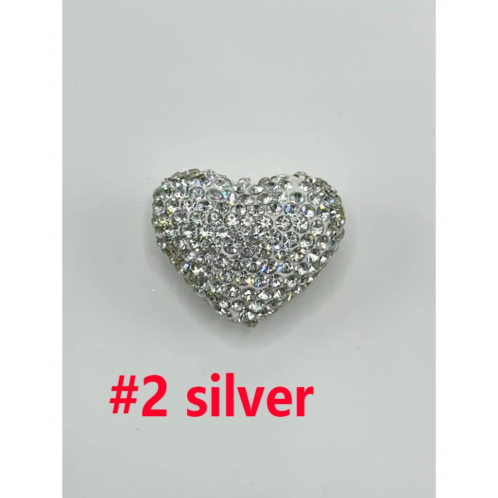 Solid Heart Clay Focal Beads Inlaid Shiny Rhinestones Decorative Loose Beads DIY for Pen Bracelet Craft Zhejiang Wholesale