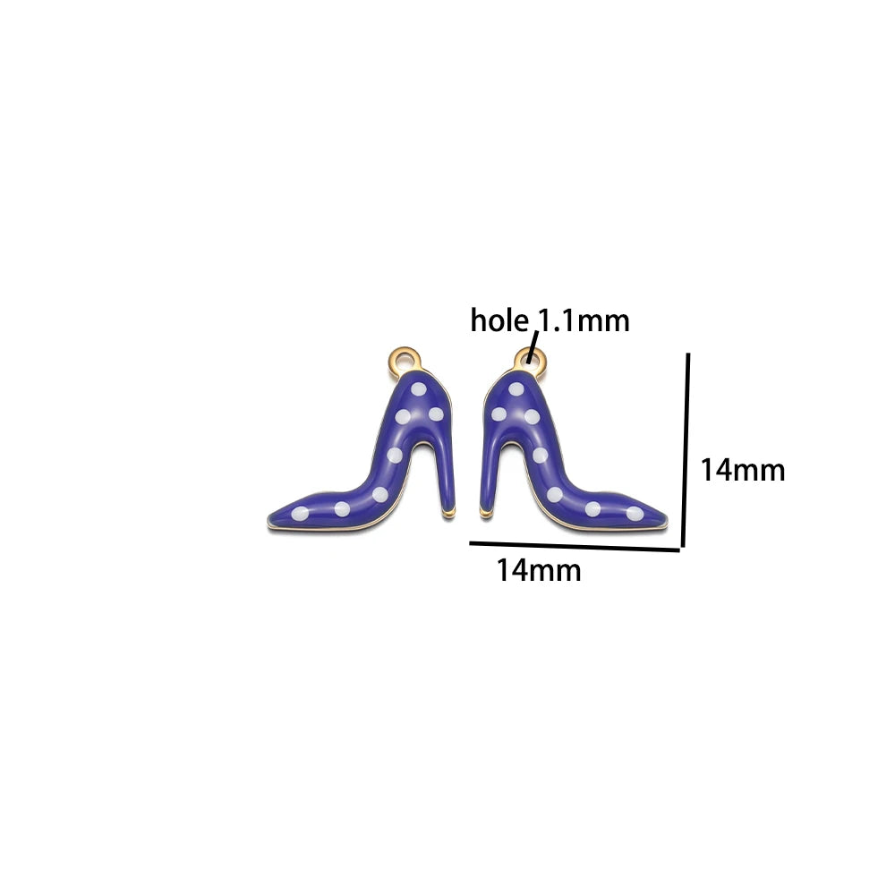 Candy Color Pendant Stainless Steel 18k Gold Plated Oil Drop High Heel Shoes Shape Charm Pendant for Jewelry Necklace Making
