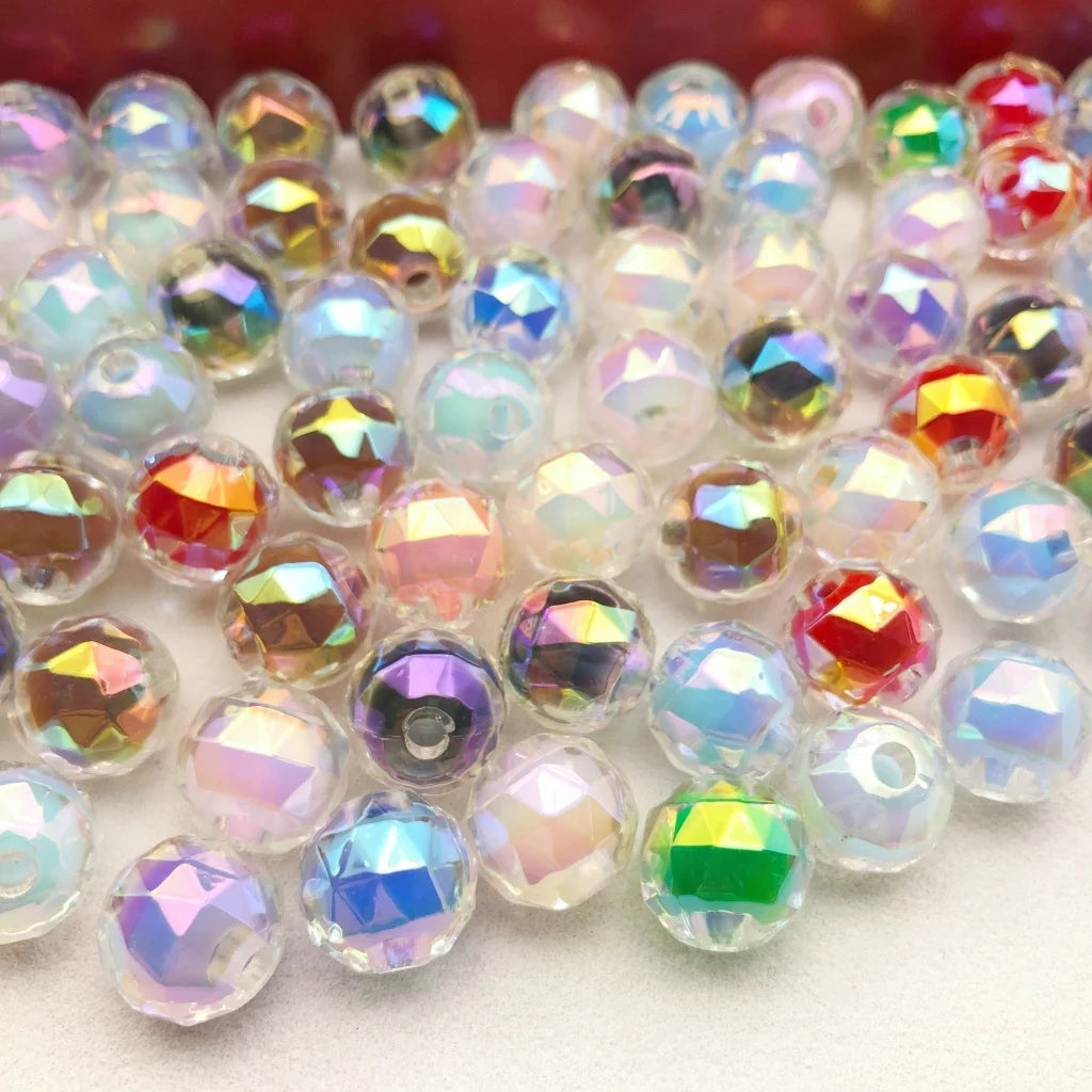 100pcs 16mm Rainbow Candy Globe Acrylic Bead Transparent Bead in Bead Round Loose Beads for DIY Jewelry Craft