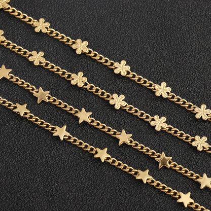 D495 High Quality Star Flower Chain 18k Gold Plated Stainless Steel Necklace Jewelry Making Chain
