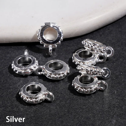 Flower Edged Hollow Round Alloy Bail Loop Beads Gold and Silver for Hanging Charms or Pendants Jewelry Making Accessories Bulk